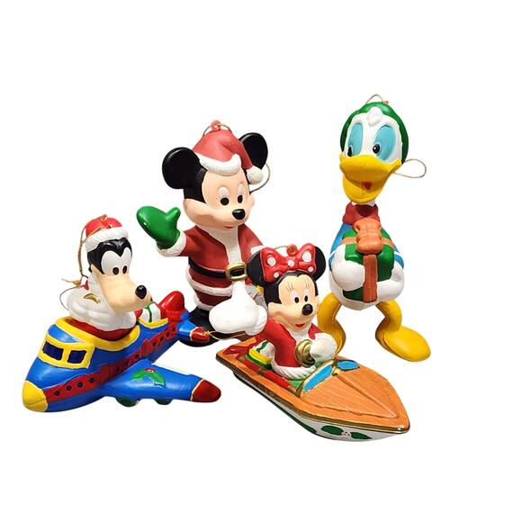 Vintage Mickey & Minnie Mouse Goofy And Donald Duck Christmas Holiday Ornaments - Picture 1 of 16